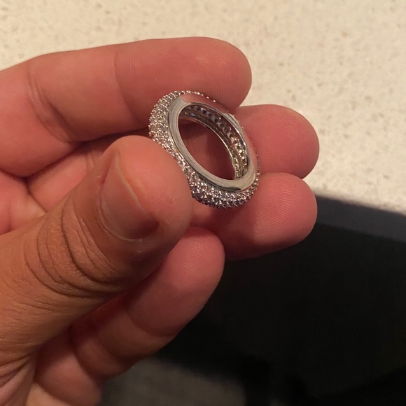 Austrian Crystal Full Pavé Band, Ring Silver Plated - Picture 9 of 11